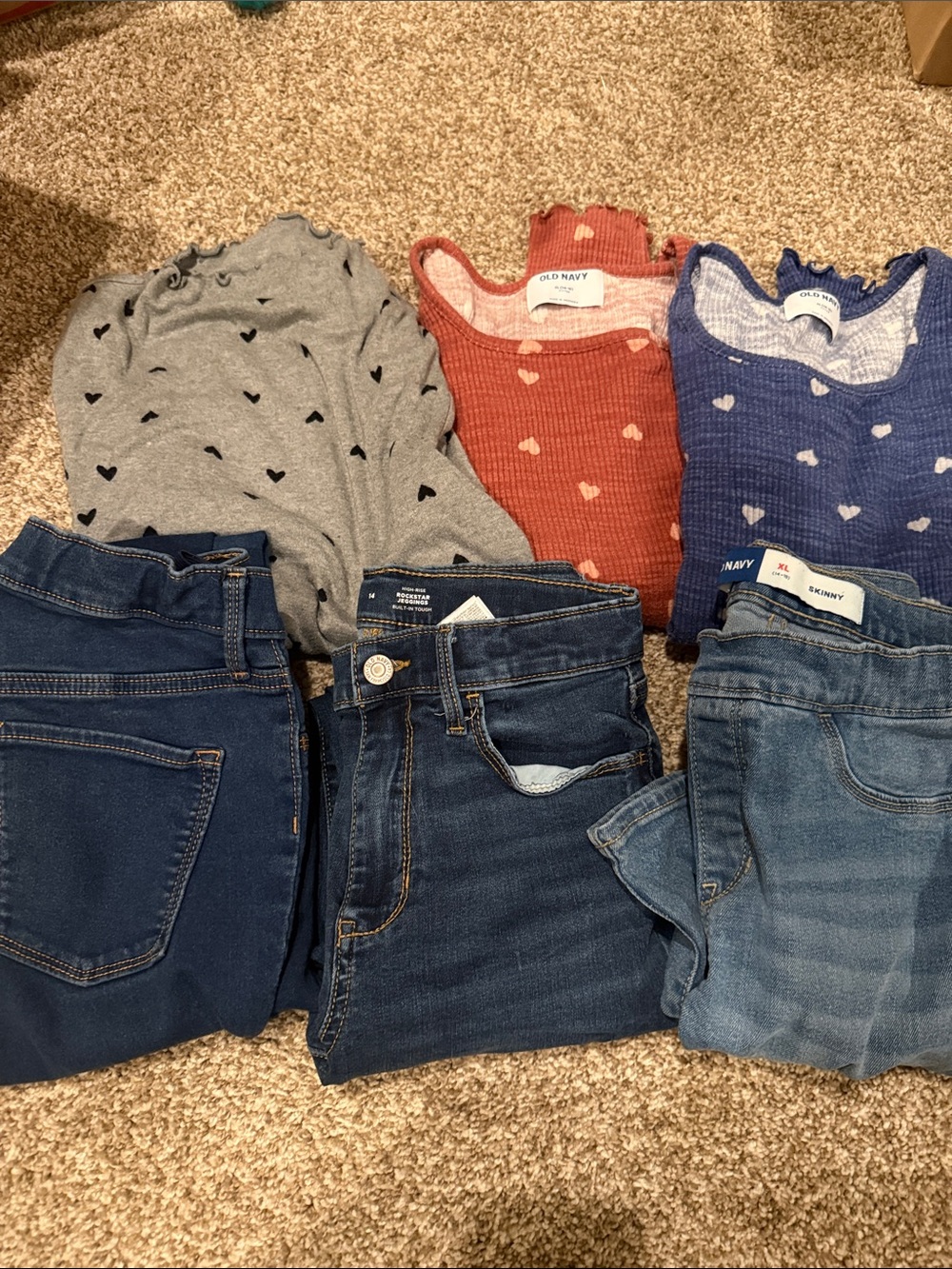 Old Navy Girls Ribbed Heart LS Tops/ Pants/ cardigan kit
